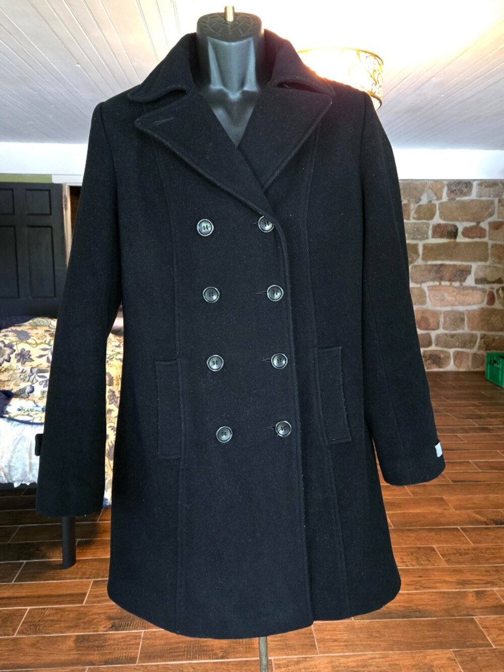 Giacca A Gallery Company Womens Wool Blend Double Breasted Pea Coat Black Size M
